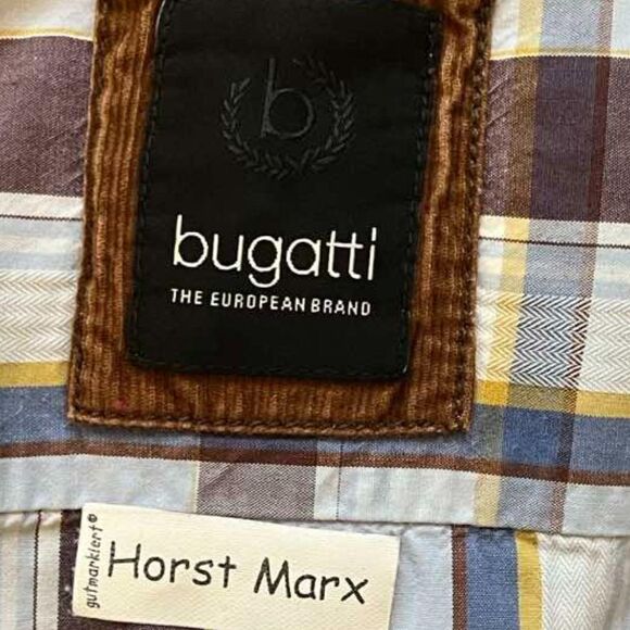 Bugatti Horst Marx Men's Long Sleeve Shirt in Brown/ Blue Checkered size XL - Picture 6 of 14
